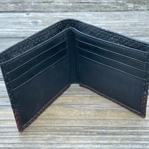 Handmade Card Holder Black/Brown Genuine Leather Bi Fold Wallet Men Purse - Picture 11 of 11
